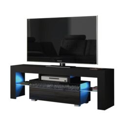 Creative Furniture Floe TV Unit 130cm - A Sleek & Elegant Cabinet with Gloss Doors & LED Lights in Black - thumbnail 6