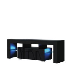Creative Furniture Floe TV Unit 130cm - A Sleek & Elegant Cabinet with Gloss Doors & LED Lights in Black - thumbnail 3