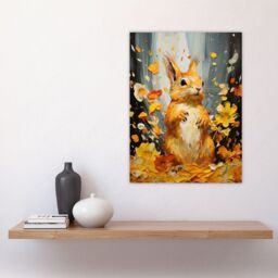 Artery8 Autumn Again Red Squirrel In Amber Leaves Orange Heavy Oil Painting Large Wall Unframed Art Poster Print Thick Paper 18X24 Inch - thumbnail 4