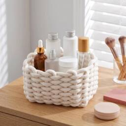 Kelvenix White Woven Cotton Rope Storage Basket - thumbnail 5