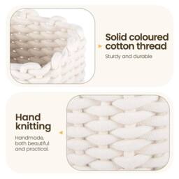 Kelvenix White Woven Cotton Rope Storage Basket - thumbnail 4