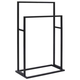Berkfield Home Freestanding Towel Rack Black 48x24x78.5 cm Iron - thumbnail 2