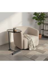 Living and Home Metal Side Table with E1 MDF Tabletop in Jet Black
