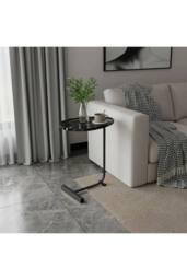 Living and Home Metal Side Table with E1 MDF Tabletop in Jet Black - thumbnail 4