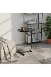 Living and Home Metal Side Table with E1 MDF Tabletop in Jet Black - thumbnail 2