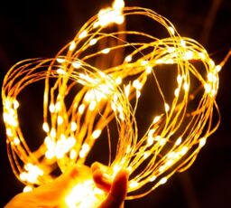 Leaper 5 Copper Wire 100LED Warm Light Solar LED Decorative Waterfall Lights in Yellow - thumbnail 1