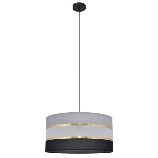 Netlighting Helen Cylindrical Pendant Ceiling Light Black Gold Grey 40cm