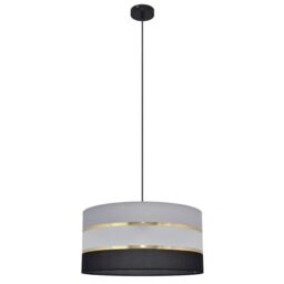 Netlighting Helen Cylindrical Pendant Ceiling Light Black Gold Grey 40cm