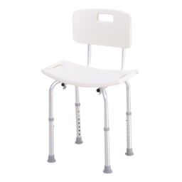 HOMCOM Bath Chair Shower Stool Safety Seat Bathroom Adjustable Positions in White - thumbnail 2