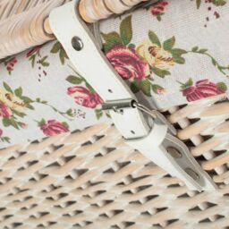 Red Hamper 60cm White Wash Chest Picnic Basket with Garden Rose Cotton Lining - thumbnail 3