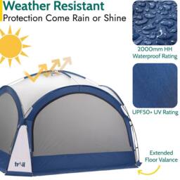 Trail Outdoor Leisure Dome Shelter with Sides Outdoor Event Camping Gazebo UV Waterproof 3.5m x 3.5m in Blue - thumbnail 5