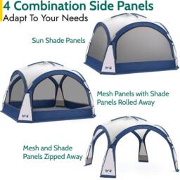 Trail Outdoor Leisure Dome Shelter with Sides Outdoor Event Camping Gazebo UV Waterproof 3.5m x 3.5m in Blue - thumbnail 3