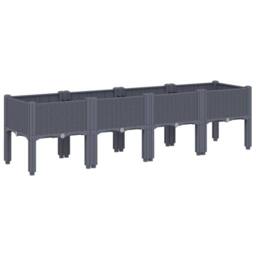 Berkfield Home Garden Planter with Legs Blue Grey 160x40x42 cm PP - Size: 160 x 40 x 42 cm - thumbnail 2