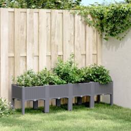 Berkfield Home Garden Planter with Legs Blue Grey 160x40x42 cm PP - Size: 160 x 40 x 42 cm