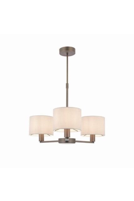 Netlighting Daley Multi Arm Pendant Light Antique Bronze Plate Marble Fabric in Brown - image 1