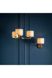 Netlighting Daley Multi Arm Pendant Light Antique Bronze Plate Marble Fabric in Brown - thumbnail 3