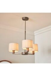Netlighting Daley Multi Arm Pendant Light Antique Bronze Plate Marble Fabric in Brown - thumbnail 2