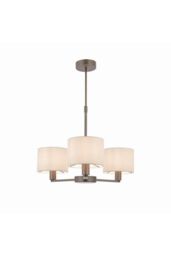 Netlighting Daley Multi Arm Pendant Light Antique Bronze Plate Marble Fabric in Brown
