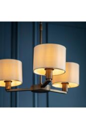 Netlighting Daley Multi Arm Pendant Light Antique Bronze Plate Marble Fabric in Brown - thumbnail 5