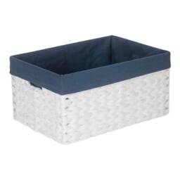 Red Hamper Paper Rope Rectangular Storage Basket with Navy Blue Cotton Lining in White - Size: Medium - thumbnail 2