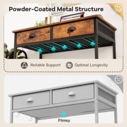 Costway Computer Desk Space Saving Home Office Desk w/2 Fabric Drawers-Coffee in Brown - thumbnail 6