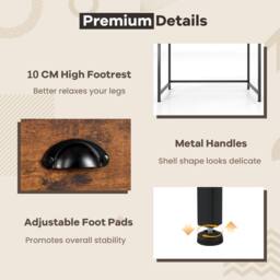 Costway Computer Desk Space Saving Home Office Desk w/2 Fabric Drawers-Coffee in Brown - thumbnail 5
