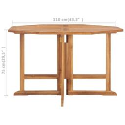 Berkfield Home Durable Folding Garden Dining Table 110x110x75 cm Solid Wood Teak in Brown - Size: 110 x 110 x 75 cm - thumbnail 7