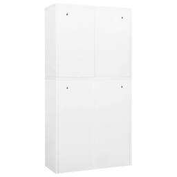 Berkfield Home Office Cabinet White 90x40x180 cm Steel - Size: 90 x 40 x 180 cm - thumbnail 4