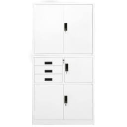 Berkfield Home Office Cabinet White 90x40x180 cm Steel - Size: 90 x 40 x 180 cm - thumbnail 3