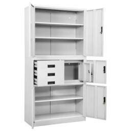 Berkfield Home Office Cabinet White 90x40x180 cm Steel - Size: 90 x 40 x 180 cm - thumbnail 5