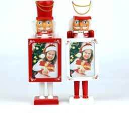 Shatchi 38cm Wooden Nutcrackers Figures Photo Holders Christmas Ornament 2Pcs Set - thumbnail 2