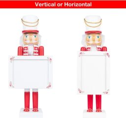 Shatchi 38cm Wooden Nutcrackers Figures Photo Holders Christmas Ornament 2Pcs Set - thumbnail 3