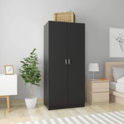 Berkfield Home Wardrobe Black 80x52x180 cm Engineered Wood - Size: 80 x 52 x 180 cm - thumbnail 2