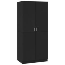 Berkfield Home Wardrobe Black 80x52x180 cm Engineered Wood - Size: 80 x 52 x 180 cm - thumbnail 1