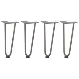 Berkfield Home Hairpin Table Legs 4 pcs Natural Steel 30 cm Solid Steel in Dark Grey - thumbnail 1