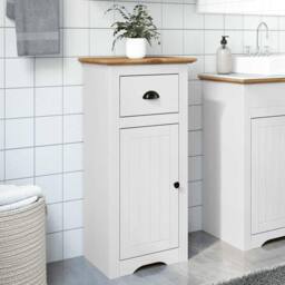 Berkfield Home Bathroom Cabinet BODO White & Brown 44x30x90 cm - Size: 44 x 30 x 90 cm - thumbnail 3