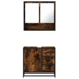 Berkfield Home 2 Piece Bathroom Furniture Set Smoked Oak Engineered Wood in Brown - thumbnail 5
