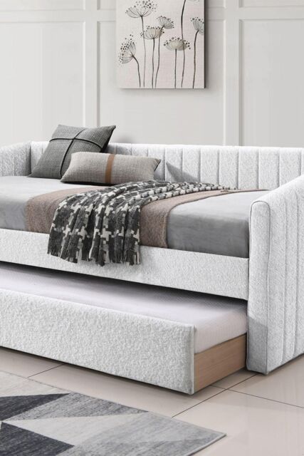 Time4sleep Sanderson Cream Upholstered Day Bed Including Underbed - Size: Single - image 1