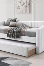 Time4sleep Sanderson Cream Upholstered Day Bed Including Underbed - Size: Single - thumbnail 1