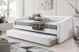 Time4sleep Sanderson Cream Upholstered Day Bed Including Underbed - Size: Single - thumbnail 2