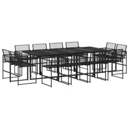Berkfield Home 13 Piece Garden Dining Set Black Poly Rattan - thumbnail 2