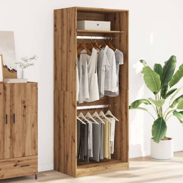 Berkfield Home Wardrobe Artisian Oak 80x50x200 cm Engineered Wood in Brown - Size: 80 x 50 x 200 cm - image 1