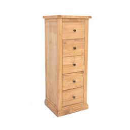 Cabinet Bits Lucca 5 Drawer Narrow Chest of Drawers Brass Knob in Light Brown - thumbnail 2