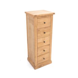 Cabinet Bits Lucca 5 Drawer Narrow Chest of Drawers Brass Knob in Light Brown - thumbnail 3