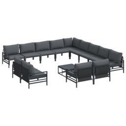 Berkfield Home Garden Sofa Set 14 pcs Anthracite Steel - thumbnail 2