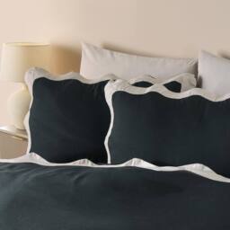 OHS Wavy Edge Bedding Set Microfibre Duvet Cover with Pillowcase in Black - Size: King - thumbnail 3