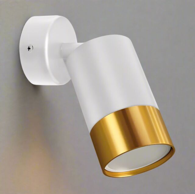 CGC Lighting 'Puzon' White & Gold GU10 Adjustable Single GU10 Spotlight Wall or Ceiling Light - image 1