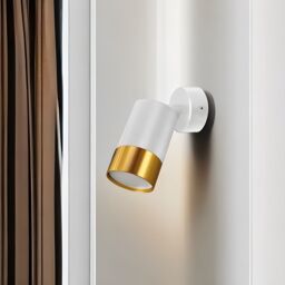 CGC Lighting 'Puzon' White & Gold GU10 Adjustable Single GU10 Spotlight Wall or Ceiling Light - thumbnail 5