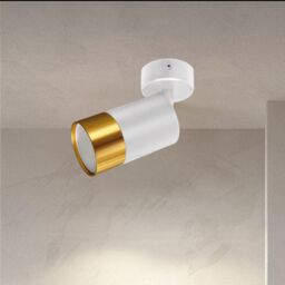 CGC Lighting 'Puzon' White & Gold GU10 Adjustable Single GU10 Spotlight Wall or Ceiling Light - thumbnail 3