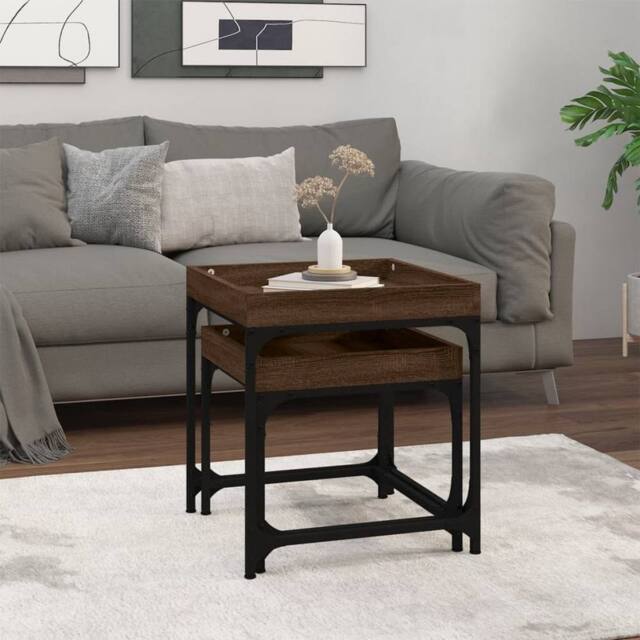 Berkfield Home Side Tables 2 pcs Brown Oak Engineered Wood - image 1
